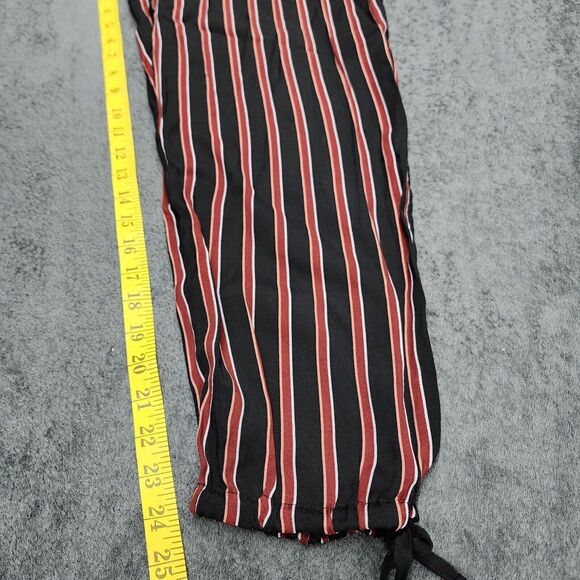 By Anthropologie Women's Red/Black Silky Striped Ankle Tie Jogger Pants Size S - Picture 8 of 10